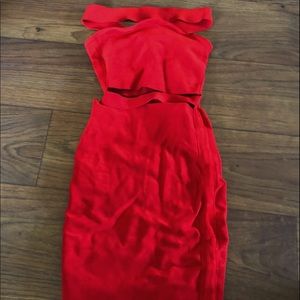 red bondage bodycon dress